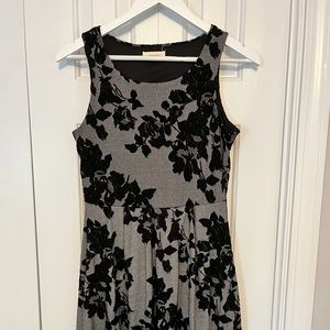 Gray/black fit and flare dress